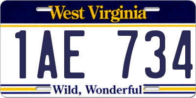 WV license plate 1AE734