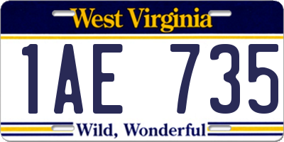 WV license plate 1AE735