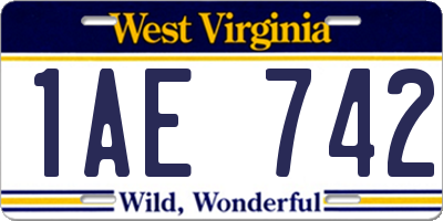 WV license plate 1AE742