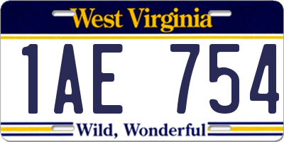 WV license plate 1AE754