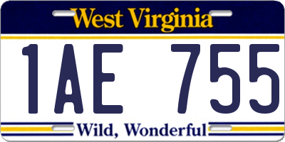 WV license plate 1AE755