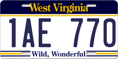 WV license plate 1AE770