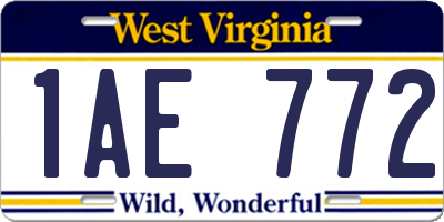 WV license plate 1AE772