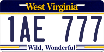 WV license plate 1AE777