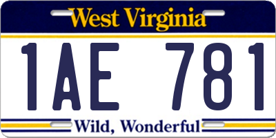 WV license plate 1AE781