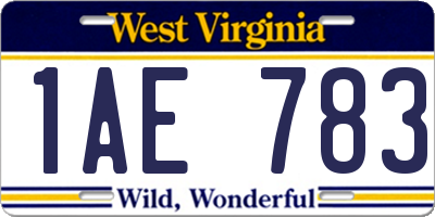 WV license plate 1AE783