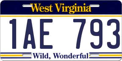 WV license plate 1AE793