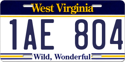 WV license plate 1AE804