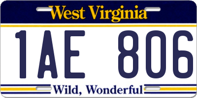 WV license plate 1AE806