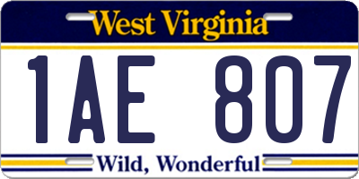 WV license plate 1AE807