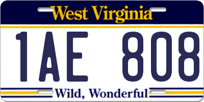 WV license plate 1AE808