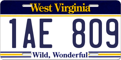 WV license plate 1AE809