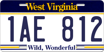 WV license plate 1AE812