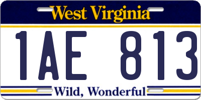 WV license plate 1AE813