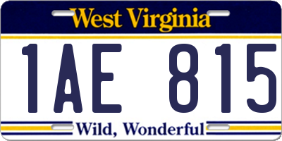 WV license plate 1AE815