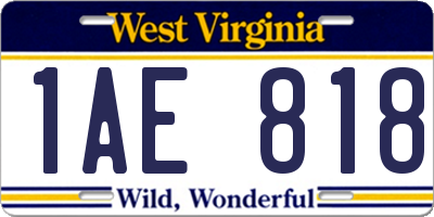 WV license plate 1AE818