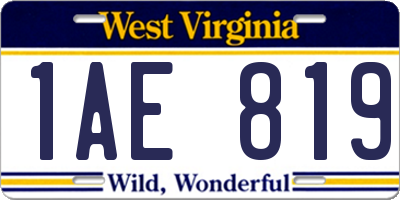 WV license plate 1AE819