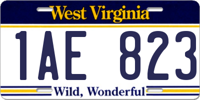 WV license plate 1AE823