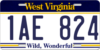 WV license plate 1AE824