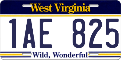 WV license plate 1AE825