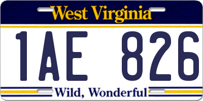 WV license plate 1AE826