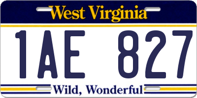 WV license plate 1AE827