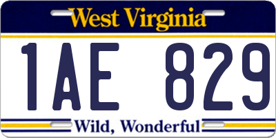 WV license plate 1AE829