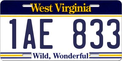 WV license plate 1AE833