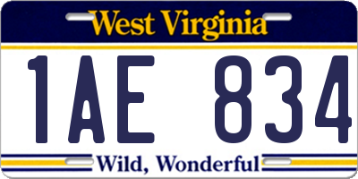 WV license plate 1AE834