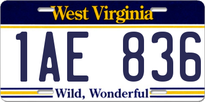 WV license plate 1AE836