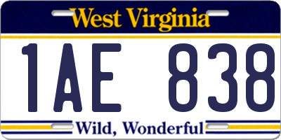 WV license plate 1AE838