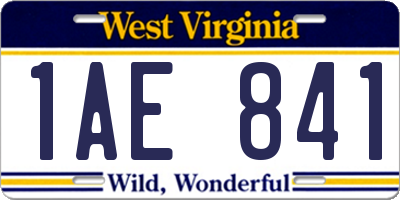 WV license plate 1AE841