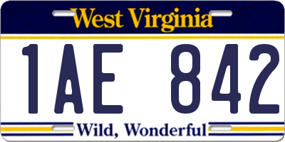 WV license plate 1AE842