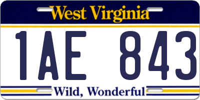 WV license plate 1AE843