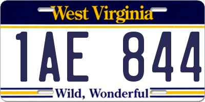 WV license plate 1AE844