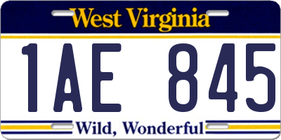 WV license plate 1AE845