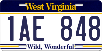 WV license plate 1AE848