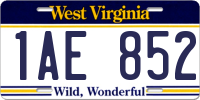 WV license plate 1AE852