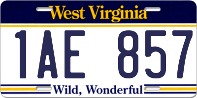 WV license plate 1AE857