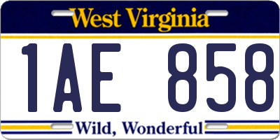 WV license plate 1AE858