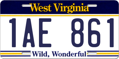WV license plate 1AE861