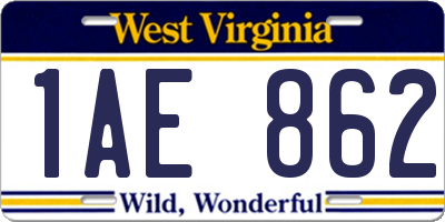 WV license plate 1AE862