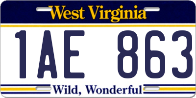 WV license plate 1AE863