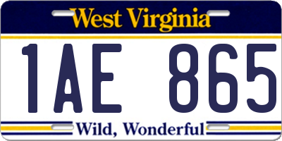 WV license plate 1AE865
