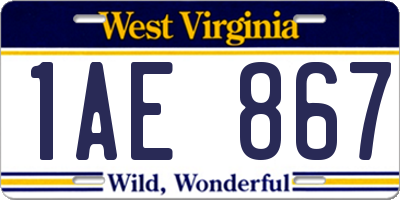 WV license plate 1AE867