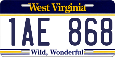 WV license plate 1AE868