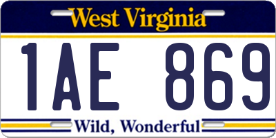 WV license plate 1AE869