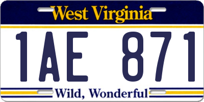 WV license plate 1AE871