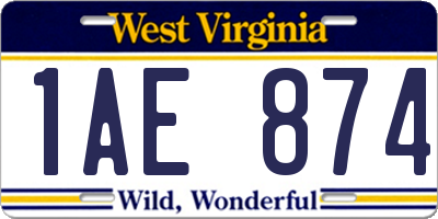 WV license plate 1AE874