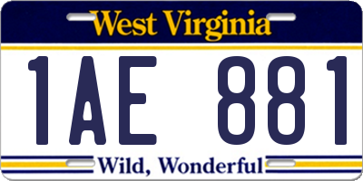 WV license plate 1AE881